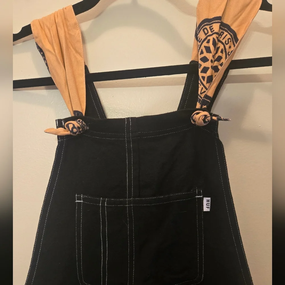 HUF Black Women's Denim Overalls - Casual Utility Style- SAMPLE - Picture 5 of 8
